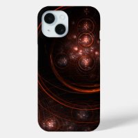 Crimson Starlight Orbits Abstract Cosmic Art