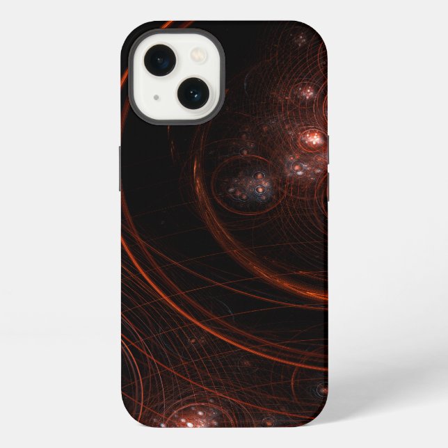 Crimson Starlight Orbits Abstract Cosmic Art iPhone Case (Back)
