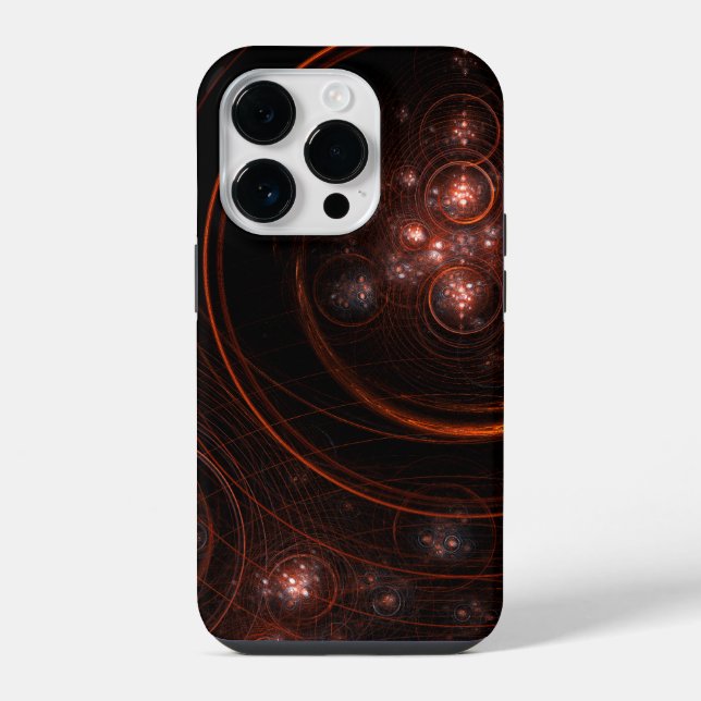 Crimson Starlight Orbits Abstract Cosmic Art iPhone Case (Back)