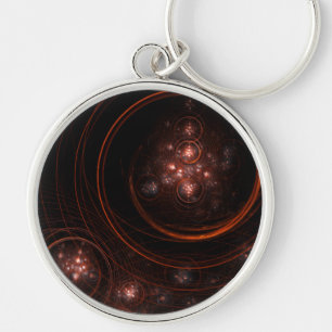 Crimson Starlight Orbits Abstract Cosmic Art Keychain