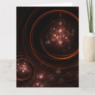 Crimson Starlight Orbits Abstract Cosmic Art Thank You Card