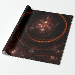 Crimson Starlight Orbits Abstract Cosmic Art Wrapping Paper