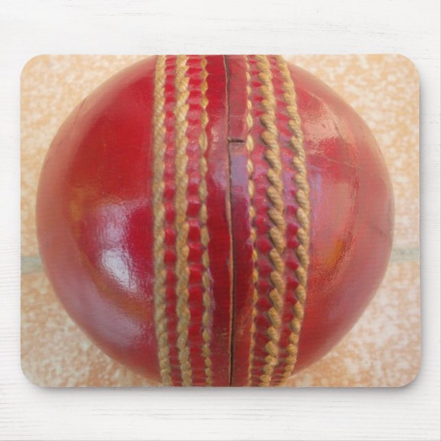 Crimson Stitch Focus: Close-Up of Cricket's Heart Mouse Pad (Front)