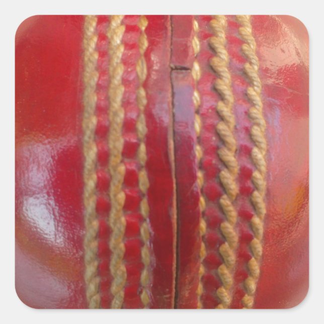Crimson Stitch Focus: Close-Up of Cricket's Heart Square Sticker (Front)