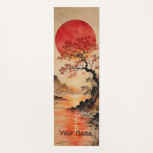 Crimson sun over Tree of Life Yoga Mat