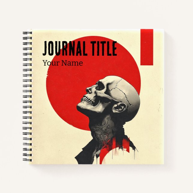 Crimson Sun Skull Journal — Custom Name & Title (Front)