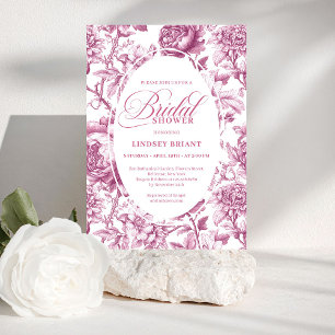 Crimson Toile Roses Floral Bridal Shower Invites