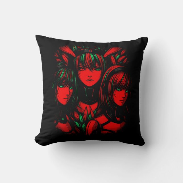 Crimson Trinity Throw Pillow (Front)