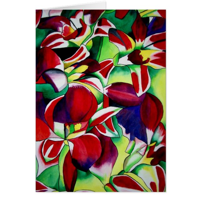 Crimson tropical Singapore Orchids flower art (Front)