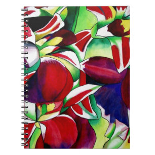 Crimson tropical Singapore Orchids flower art Notebook