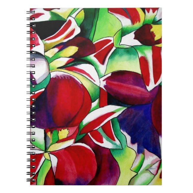 Crimson tropical Singapore Orchids flower art Notebook (Front)