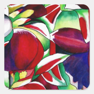 Crimson tropical Singapore Orchids flower art Square Sticker