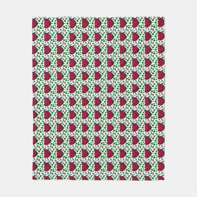 Crimson Tulip Floral Pattern | Elegant Red  Fleece Blanket (Front)