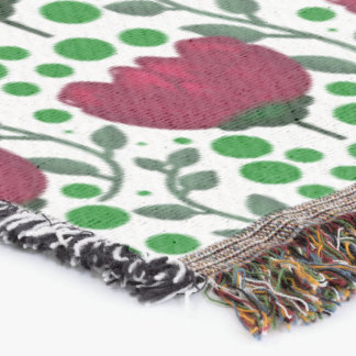 Crimson Tulip Floral Pattern | Elegant Red Throw Blanket