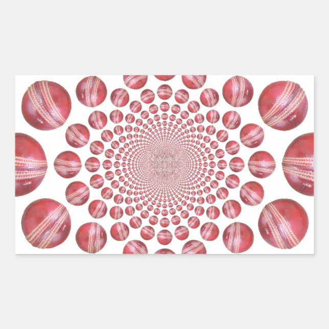 Crimson Vortex: Beautiful Red Cricket Ball Art Sticker (Front)