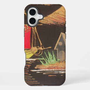 Crimson Voyage Red Sailboat Landscape Oil Painti iPhone 16 Plus Case