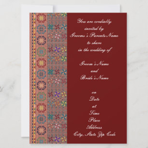 Crimson w/Colour Tatreez Wedding Invitation