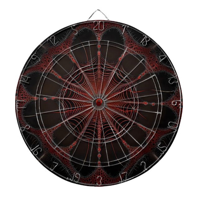 Crimson Web: Fractal Dance with the Redback Spider Dartboard (Front)