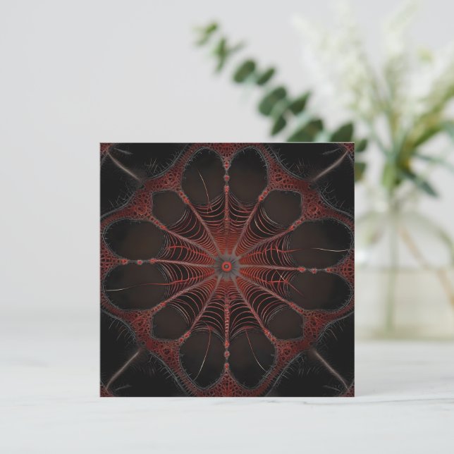 Crimson Web: Fractal Dance with the Redback Spider Invitation (Standing Front)