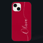 Crimson White Elegant Calligraphy Script Name Case-Mate iPhone 14 Case<br><div class="desc">Crimson Elegant White Calligraphy Script Custom Personalized Name iPhone 14 Smart Phone Cases features a modern and trendy simple and stylish design with your personalized name in elegant hand written calligraphy script typography on a crimson background. Designed by ©Evco Studio www.zazzle.com/store/evcostudio</div>