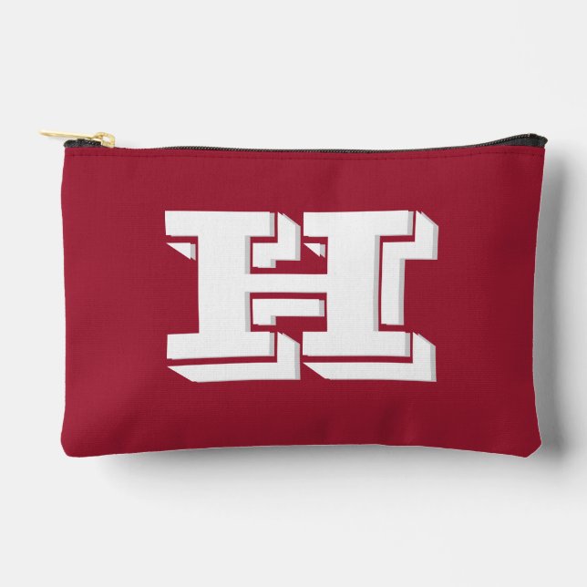 Crimson White School Varsity Letter Block Monogram Accessory Pouch (Front)
