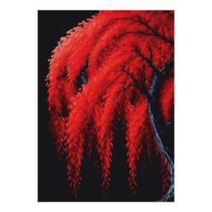 Crimson Willow – Mixed Media Tree Painting Photo Print