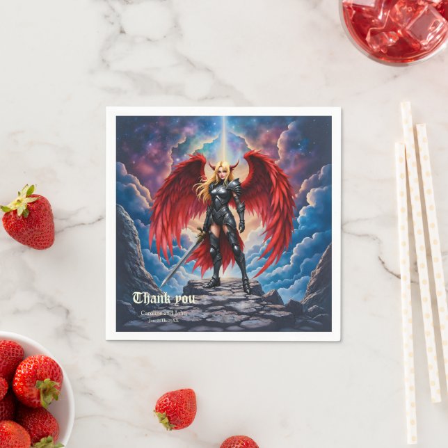 Crimson Wing – Fallen Angel Warrior.  Napkin (Insitu)