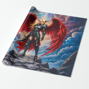 Crimson Wing – Fallen Angel Warrior.  Wrapping Paper
