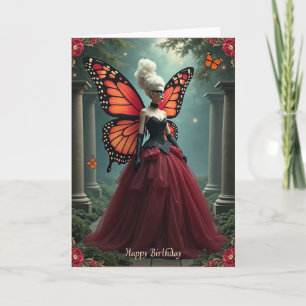 Crimson Winged Birthday Card