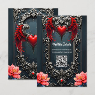 Crimson Winged Heart  Gothic Romance Elegant .  Enclosure Card