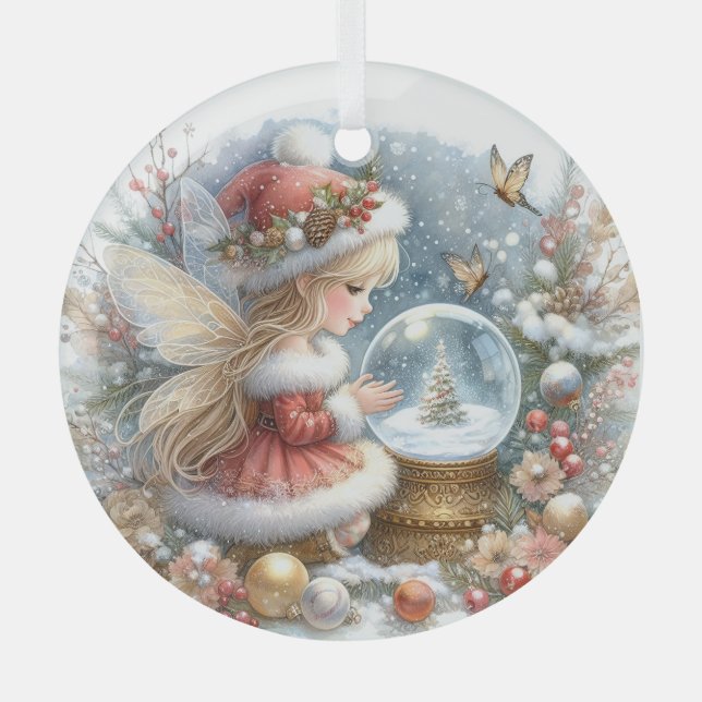 Crimson Wonder in Winter’s Glow Glass Ornament (Front)