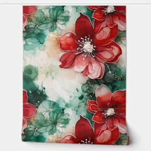 Crimson Yuletide Blooms Botanical Wallpaper