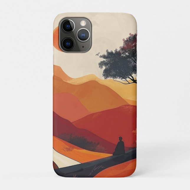 Crimson Zen Mountain Landscape Golden Sunset Art Case-Mate iPhone Case (Back)
