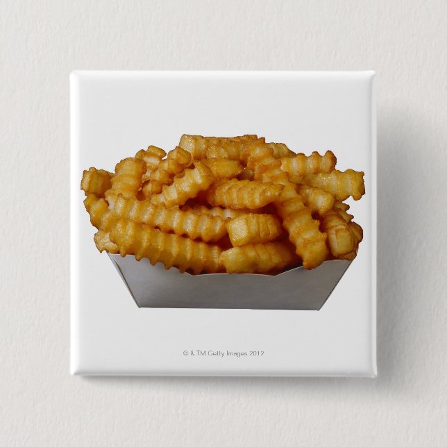 Crinkle-cut french fries 2 inch square button (Front)