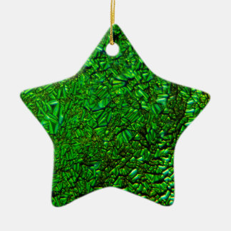 Crinkle green fused glass ceramic ornament