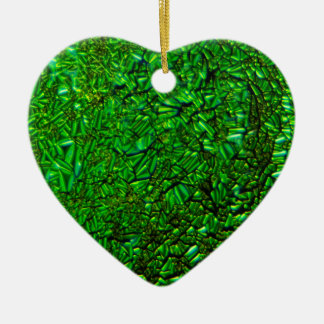 Crinkle green fused glass ceramic ornament
