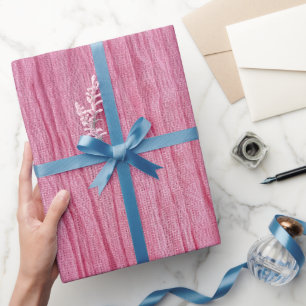 Crinkled Pink Crepe Fabric Wrapping Paper