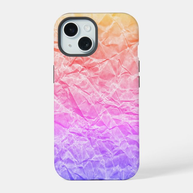 Crinkled Rainbow Paper iPhone 15 Case (Back)