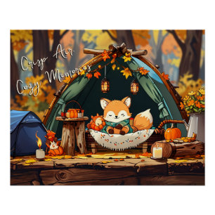 Crisp Air Cozy Memories Autumn Leaves Camping Cute Poster