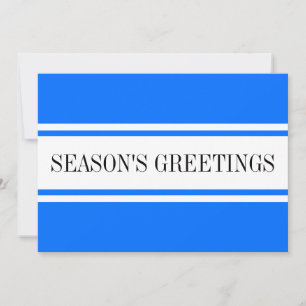 Crisp Alpine Blue White Season's Greetings Stripes Holiday Card