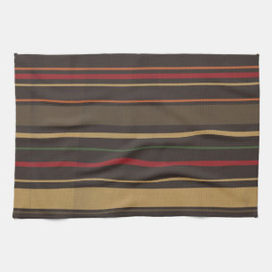 crisp fall air  leaf paper05 STRIPES RICH ORANGES Kitchen Towel