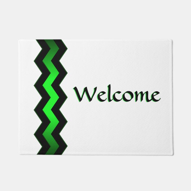 Crisp Modern Green Accent Welcome Doormat (Front)