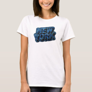 Crisp Navy NEW YORK 3D Text Art T-Shirt