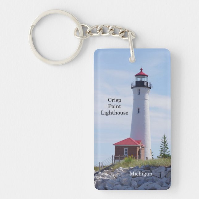 Crisp Point Lighthouse rectangle key chain (Front)