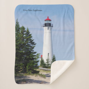Crisp Point Lighthouse sherpa blanket
