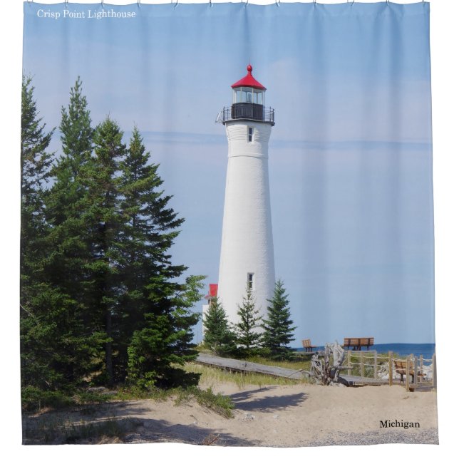Crisp Point Lighthouse shower Curtain (Front)