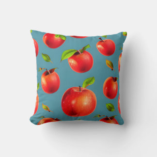 Crisp Red Apples Pattern Throw Pillow