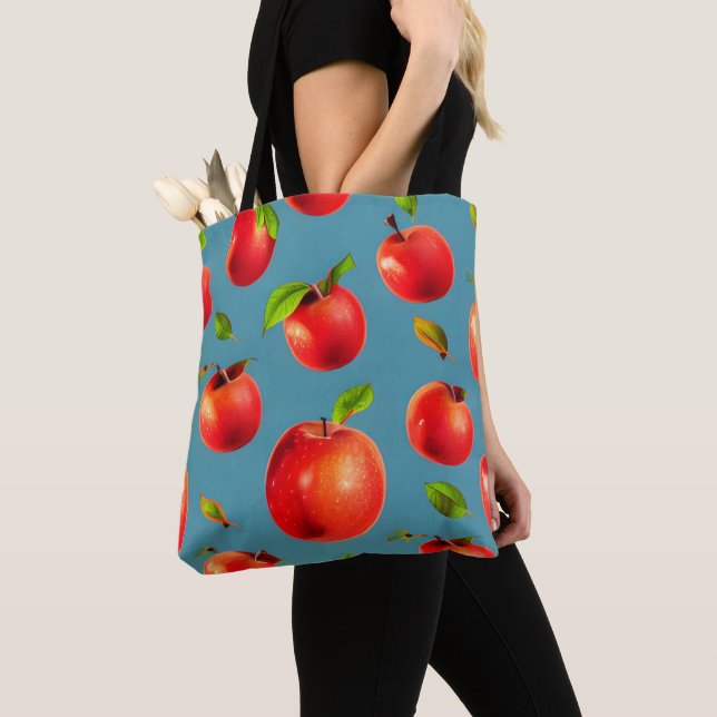 Crisp Red Apples Pattern  Tote Bag (Close Up)