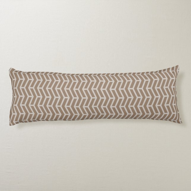 Crisp Sharp Opposing Arrows Chevron Brown Neutral Body Pillow (Back)
