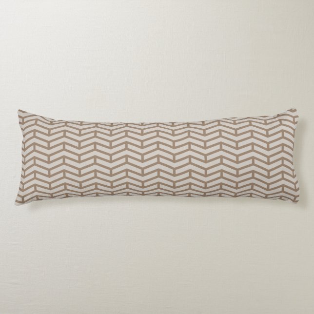 Crisp Sharp Opposing Arrows Chevron Brown Neutral Body Pillow (Front)